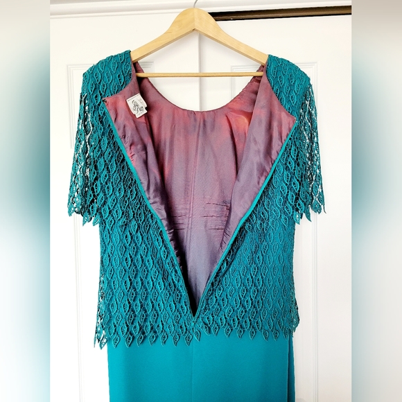 Jill Paige Originals Women's Special Occasions Maxi Dress Emerald/Teal Lace 20 - Picture 11 of 15